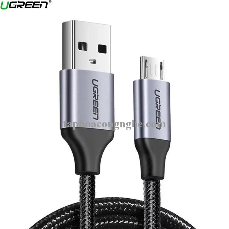 Ugreen 60403 3M QC3.0 màu đen đầu bọc nhôm chống nhiễu cáp Micro sang USB 2.0 sạc và truyền dữ liệu từ máy tính ra điện thoại US290 30060403
